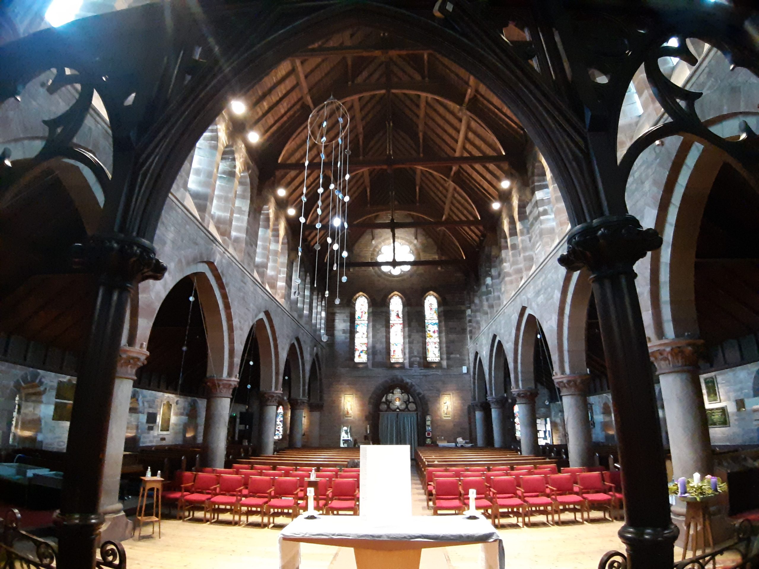 Mirror mobile seen from the choir